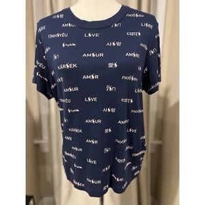 Ralph Lauren Pink Pony T Shirt Xl Navy Blue Love In All Languages All Over